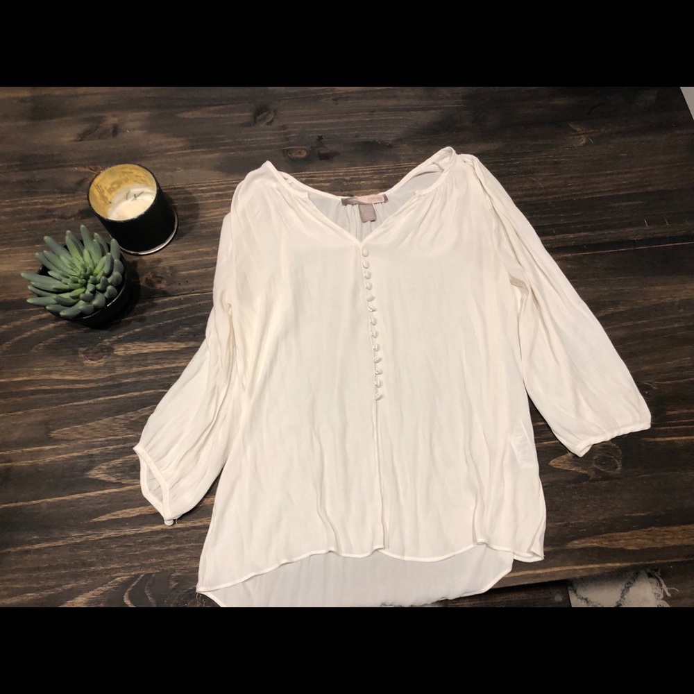 Forever 21 cream silky blouse size small